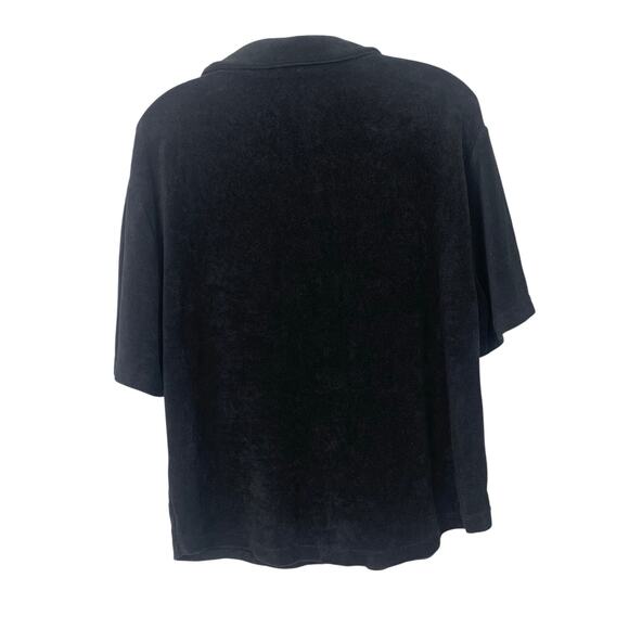 GAP Body Black Short Sleeve V Neck Button Front Shirt Size Large - Picture 4 of 9